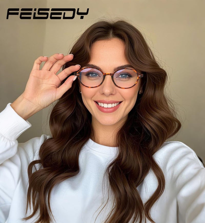 FEISEDY Vintage Oval Blue Light Glasses for Women Men Stylish Lightweight 90s Eyeglasses Fake Nerd Y2k Eyewear Frame B0242 - Image 4